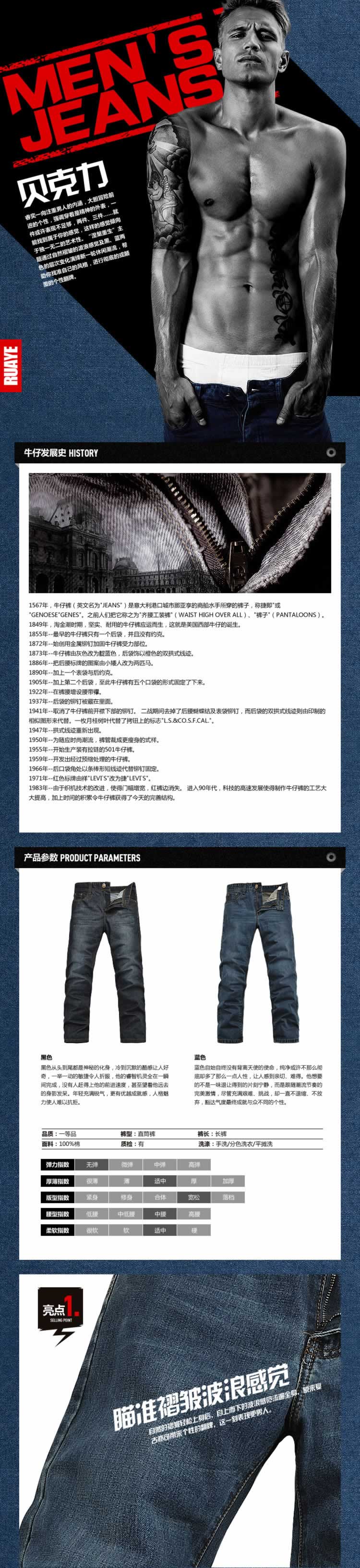 牛仔长裤直筒裤男裤详情