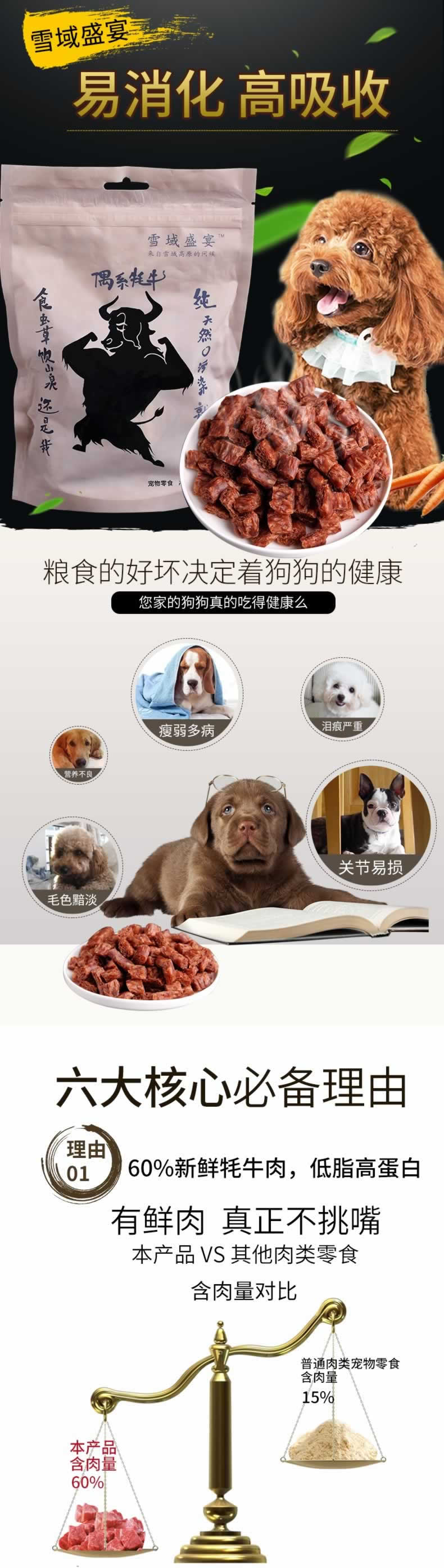 狗粮宠物食品新鲜牦牛肉宠物零食描述