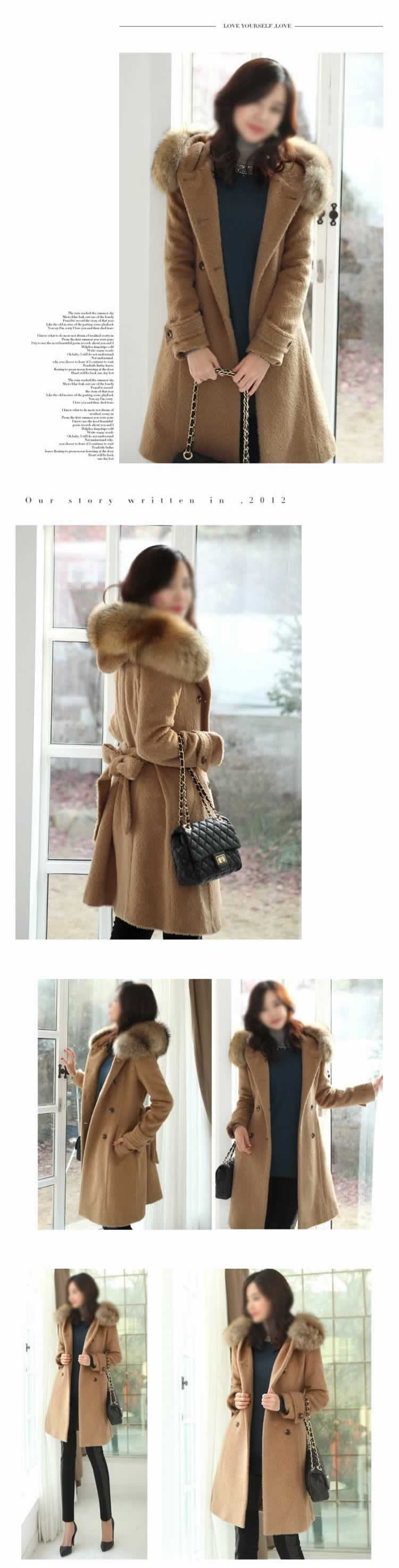 韩国品质女装秋冬装毛呢外套毛呢大衣详情